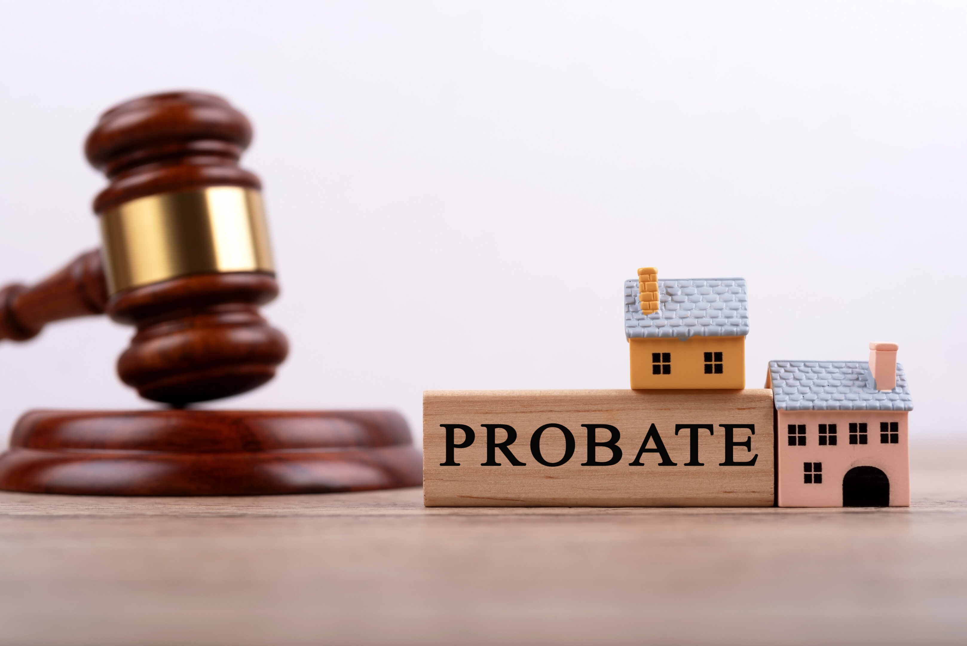 Gavel and wood block with text PROBATE Business concept